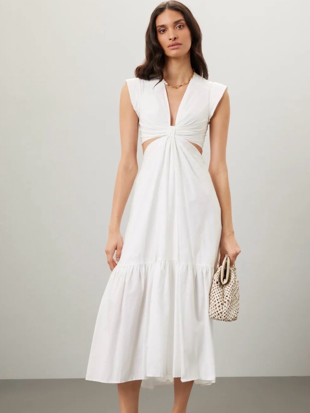 A.L.C. Alexandria Midi White 100% Cotton Cutout Dress (Orig $495) Bridal Shower